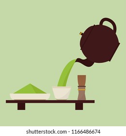Matcha cartoon vector. free space for text. wallpaper.