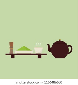 Matcha cartoon vector. free space for text. wallpaper.