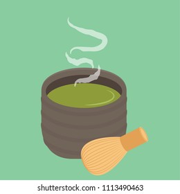 Matcha cartoon vector. green tea vector. free space for text. wallpaper. background.