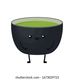 Carácter matcha. Vector de copa Matcha. vector de té verde. fondo de pantalla. espacio libre para texto. símbolo. 