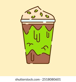 Matcha Chocolate Ice Illustration Flat Color