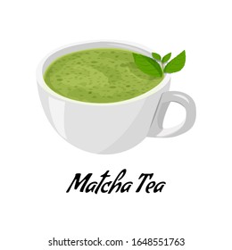 Matcha. Cup of tea isolated on white background. Vector illustration.
