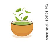 Matcha cup vector. green tea vector. Green tea poster design. Green tea drop on a cup.