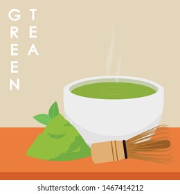 Matcha cup vector. green tea vector. wallpaper. free space for text. symbol.