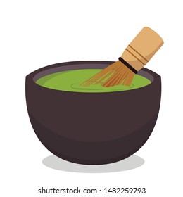 Matcha cup vector. green tea vector. wallpaper. Green tea poster design. tea whisk vector. 