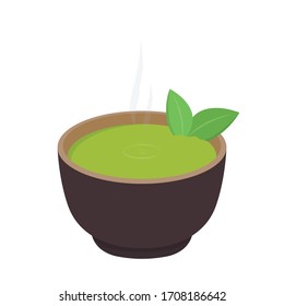 Vector de copa Matcha. vector de té verde. fondo de pantalla. espacio libre para texto.  símbolo.