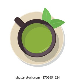Matcha cup vector. green tea vector. wallpaper. free space for text. symbol.