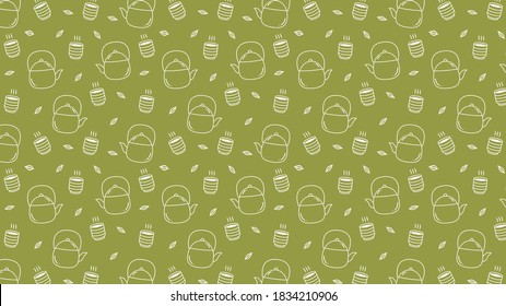 Matcha cup vector. green tea vector. free space for text. Matcha doodle logo.