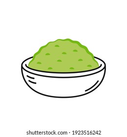 Matcha-Tasse, Vektor. Symbol. Tapete. freier Platz für Text. Kopienraum. Matcha-Pulver.