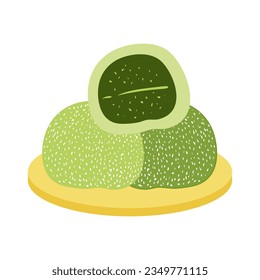 Matcha desserts illustration. Lovely matcha green powder tea-based recipe desserts flat design illustration with cakes, cookies, biscuits, and other sweets.