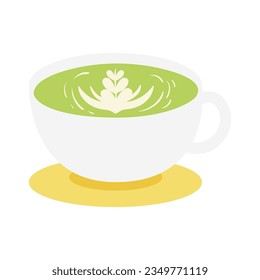 Matcha desserts illustration. Lovely matcha green powder tea-based recipe desserts flat design illustration with cakes, cookies, biscuits, and other sweets.