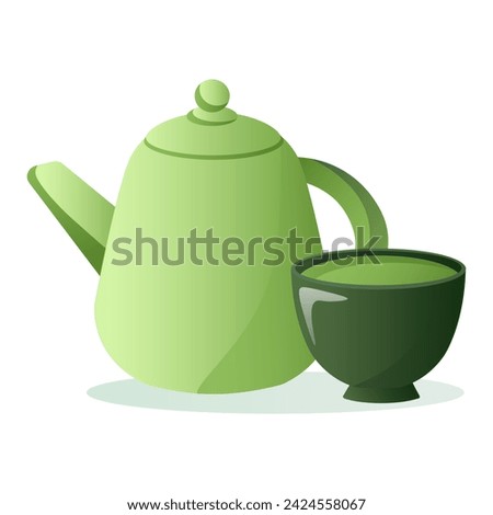 Matcha element of colorful set. An enticing illustration showcase the allure of matcha tea, blending intricate design elements. Vector illustration.