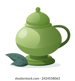 Matcha element of colorful set. This matcha tea in delightful illustration combine expert design techniques with a whimsical cartoon aesthetic on a clean white background. Vector illustration.