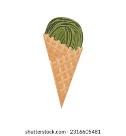 Matcha Flavor Mont Blanc Ice Cream Dessert Illustration Logo