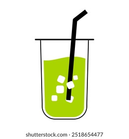 matcha flavored drink. ready-to-drink drinks. cold drinks. trendy drink. cafe drinks. matcha ice. vector illustration. flat style. cup drink