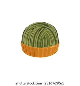 Matcha Flavored Mont Blanc Cake Illustration Logo