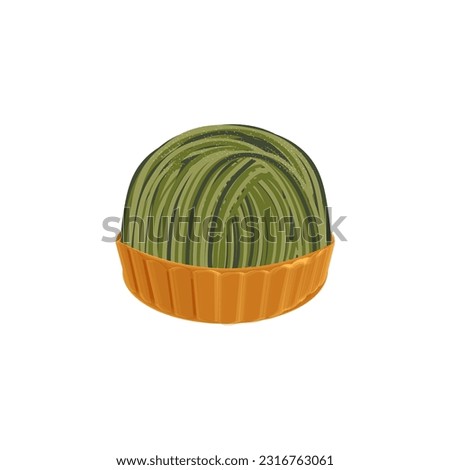 Matcha Flavored Mont Blanc Cake Illustration Logo