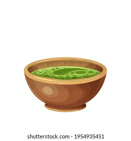Matcha green tea sur illustration vectorielle d'une tasse de chawan. Chawan bowl pour la cérémonie du thé japonais.