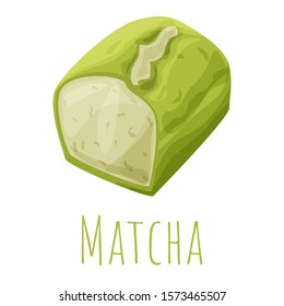 Matcha green tea flavor bread, cartoon isolated vector illustration, realistic icon.
