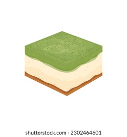 Matcha Green Tea Flavor Cheese Cake Box vector illustration logo