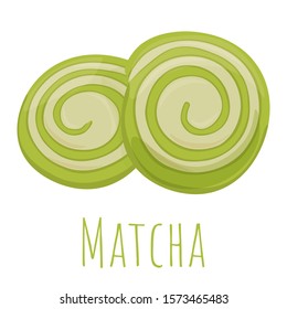 Matcha green tea flavor dessert, cartoon isolated vector illustration, realistic icon.