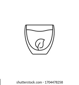 Matcha, green tea, glass and leaf plant simple thin line icon vector illustration