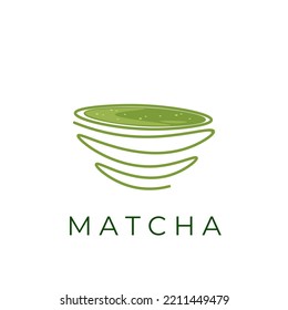 Matcha green tea illustration logo line art