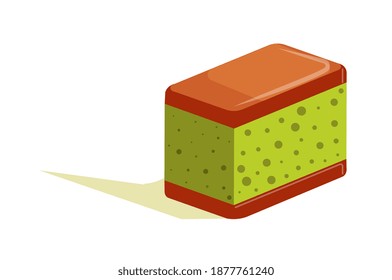 Torta de castella de esponja de té verde Matcha con acristalamiento de chocolate