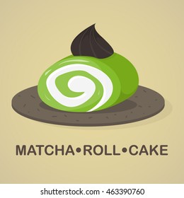 Matcha green tea swiss roll cake