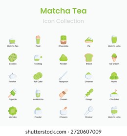 Iconos del vector del matcha y del té verde para el uso de la bebida del café y de la tienda del té