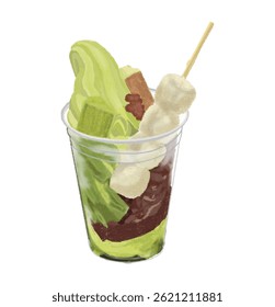Matcha ice cream dango parfait drink dessert