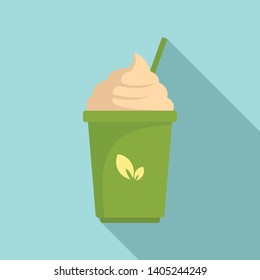Matcha ice cream icon. Flat illustration of matcha ice cream vector icon for web design