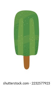 matcha ice cream in stick icon isolated