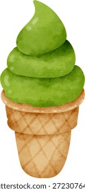 Matcha Helado Vector Clipart Postre de Té Verde