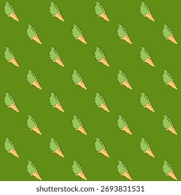 Matcha Ice Cream Vetor Padrão Sem Costura