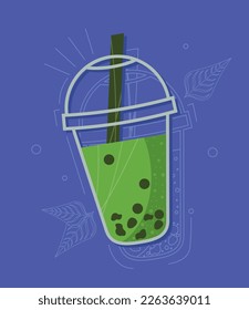 bebida helada matcha con paja
