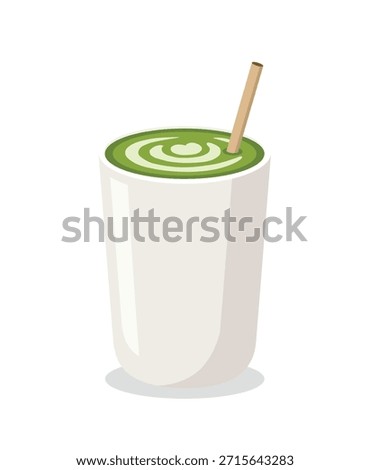 Matcha Latte Drink in White Cup