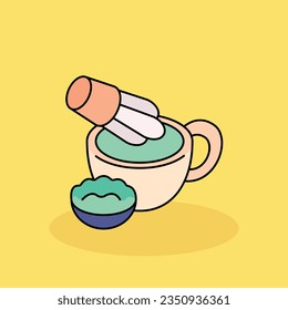 Matcha Latte Libre vectorial caricatura Icono ilustración.Concepto de icono de brunch aislado. estilo de dibujos animados planos