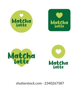 Matcha latte, to go sticker, made with love labels, tags, sticker background