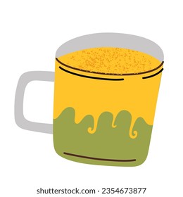 Matcha latte icon, vector illustration of glass with dirty matcha, autumn drink with pumpkin spice, hot tea, halloween recipe, fall dessert, isolated colored clipart on white background