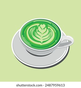 Matcha Latte Vector Art Simple