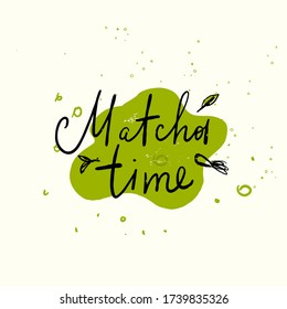 Ilustración del doodle Matcha latte Vector de la graciosa matcha mug.