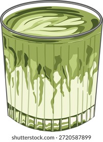 Matcha latte Vektorgrafik mit einer Kombination aus Grün- und Cremefarben - kann für das Café-Menü-Design verwendet werden 