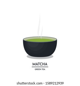 Matcha logo design. Matcha cup vector. green tea vector. wallpaper. free space for text. symbol. 