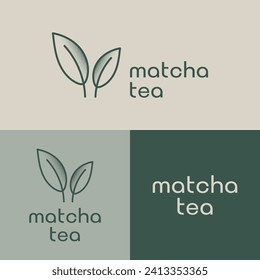 Matcha Logo Design. Green Leaf.