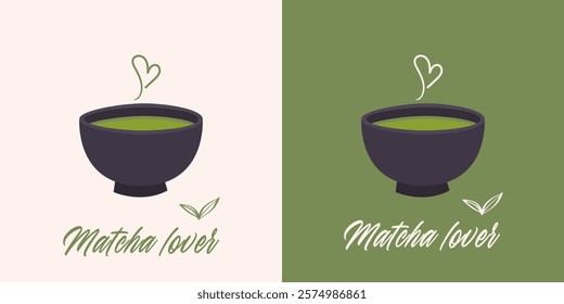 Matcha lover illustration. Cute green tea vector illustration.