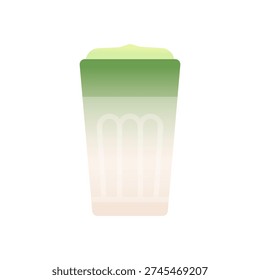 Matcha Macchiato Icon. Matcha layered latte drink in tall cup. Colorful flat vector illustration isolated