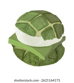 Matcha melon pão sobremesa comida