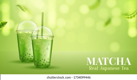 Matcha. Organic Green Matcha Tea ceremony. Vector illustration