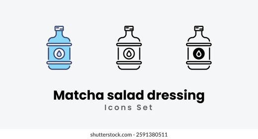 Matcha salad dressing icons set vector stock illustration